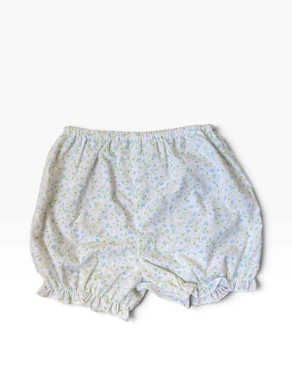 Baby Vintage Floral Print Bloomer Shorts - White and Pastel